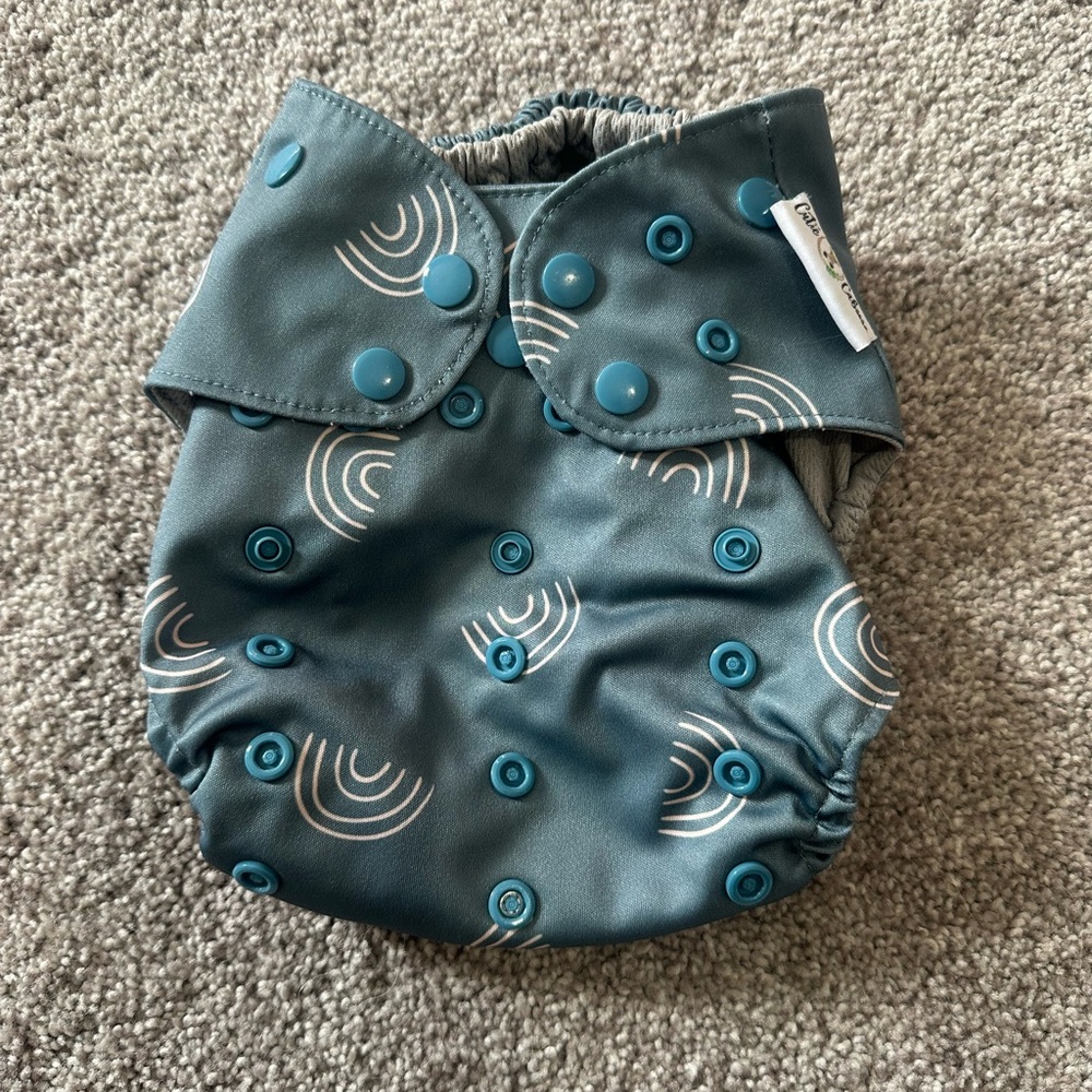 Cutie Caboose Blue Rainbow Reusable Cloth Pocket Diaper